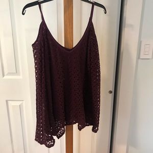 Design Lab Burgundy Knit Top Exposed Shoulders